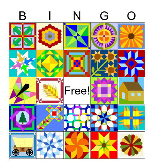 Quilt Block Trail Bingo Card