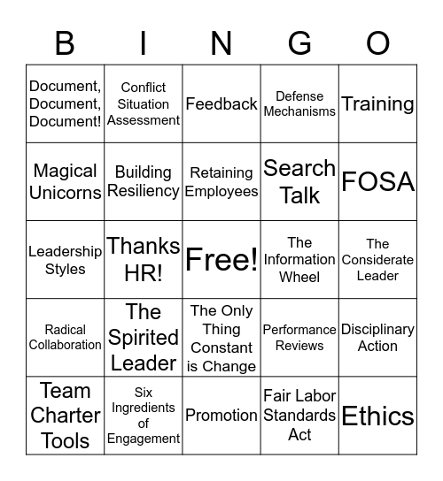LEAD BINGO Card