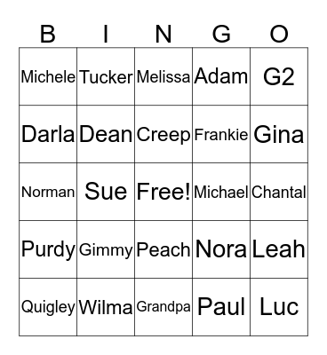 Salomoni Family Bingo Card