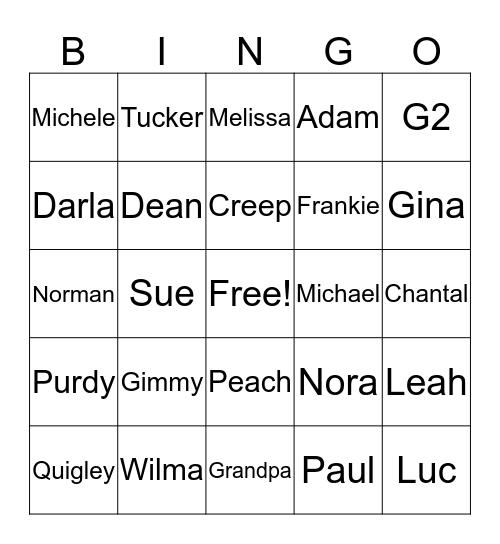 Salomoni Family Bingo Card
