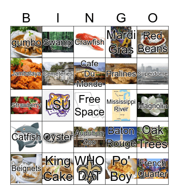 Louisiana Bingo Card