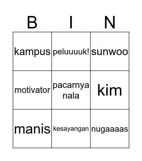 kak alan banget Bingo Card