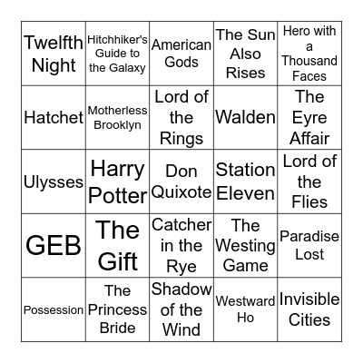 Literary Getting-to-Know-You Bingo Card