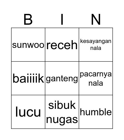 kak alan banget! Bingo Card