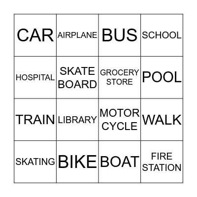 Transportation Bingo! Bingo Card