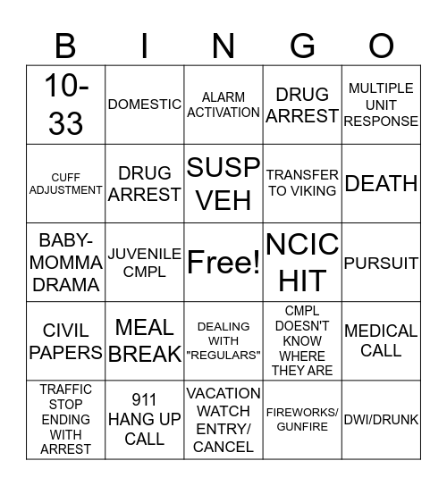 DISPATCH WEEK BINGO!!! Bingo Card