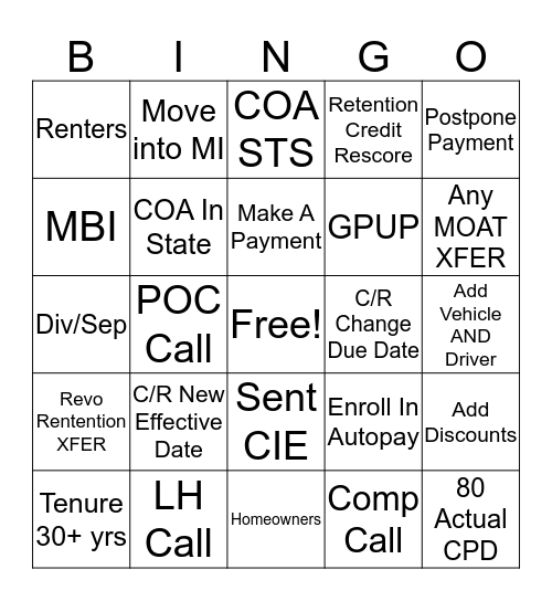 Team x824 Bingo Card