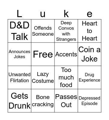 Luke Bingo Card