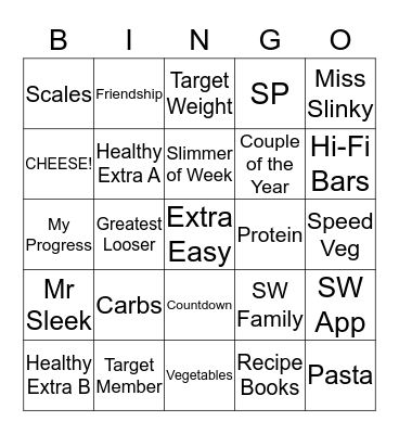 Slimming World  Bingo Card