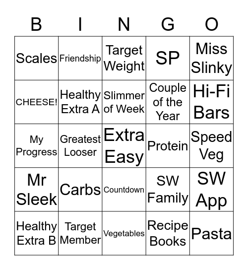 Slimming World  Bingo Card