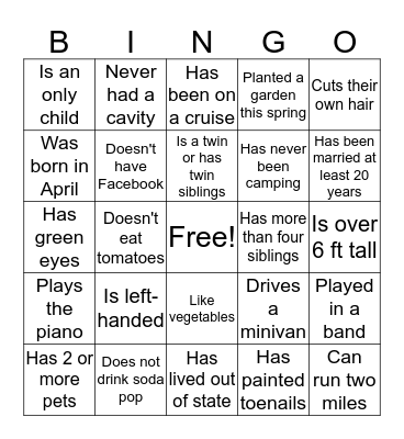 Did you know... Bingo Card