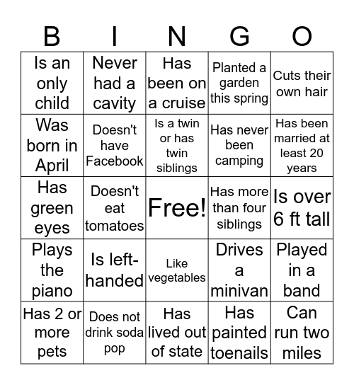 Did you know... Bingo Card