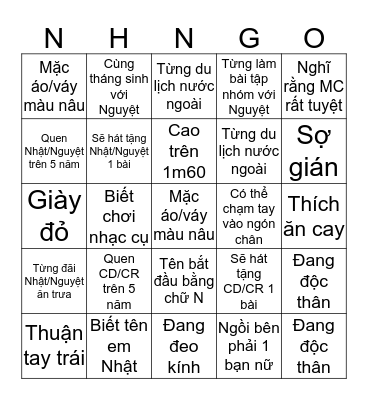 Wedding Bingo Card