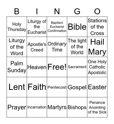 CCD Bingo  Bingo Card