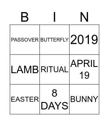 SPRINGTIME Bingo Card