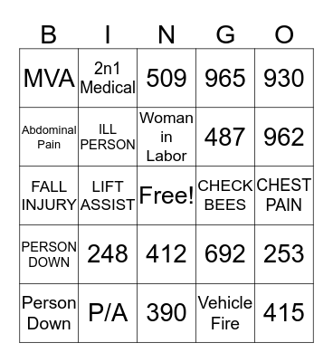 ~ SALT RIVER 911 BINGO ~ Bingo Card