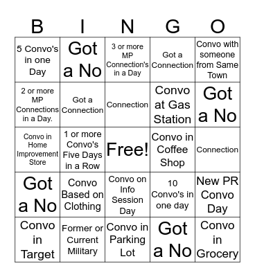 Connection Bingo Card