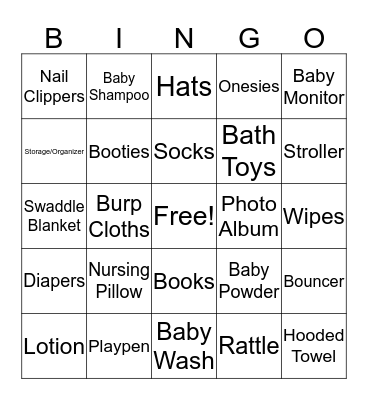 Baby Shower Gift Bingo! Bingo Card