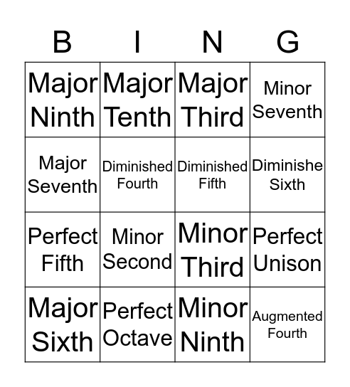 Chromatic Interval Bingo Card