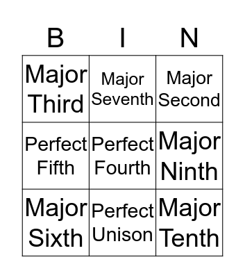 Diatonic Interval Bingo Card