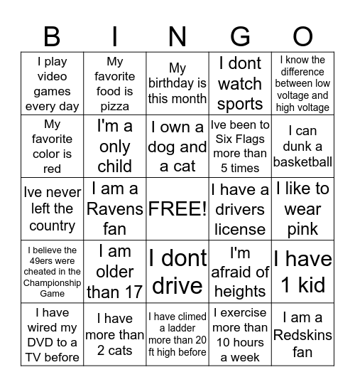 TST Bingo Card