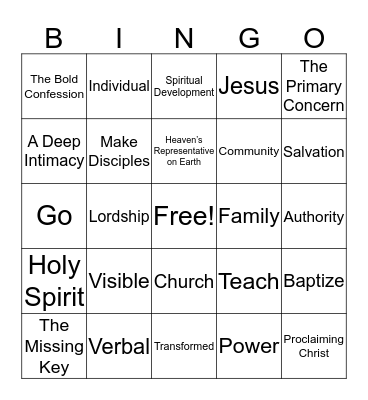 Kingdom Disciples  Bingo Card