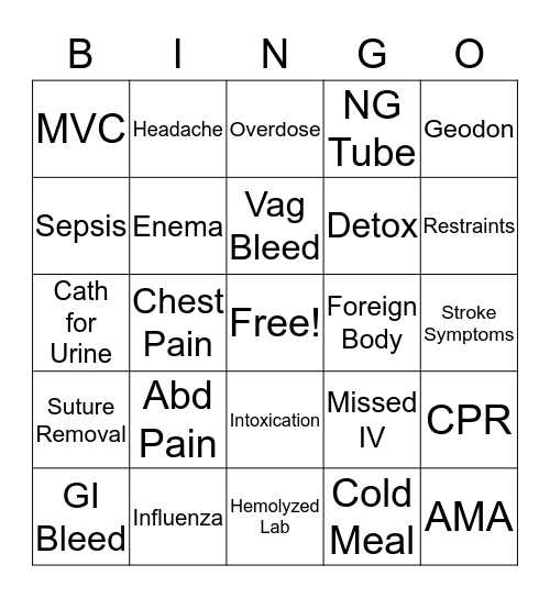 Nurse Week 2019 Bingo Card