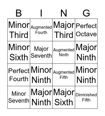 Chromatic Interval Bingo Card