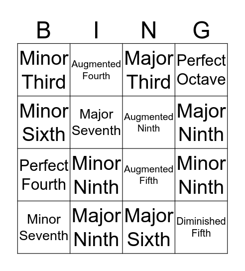 Chromatic Interval Bingo Card