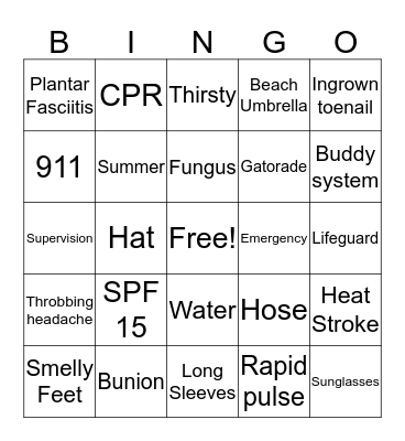 Flip Flop Season Bingo Card