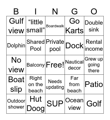 Beachfront Bargainhunt Bingo Card