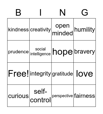 Positivity Project Bingo Card