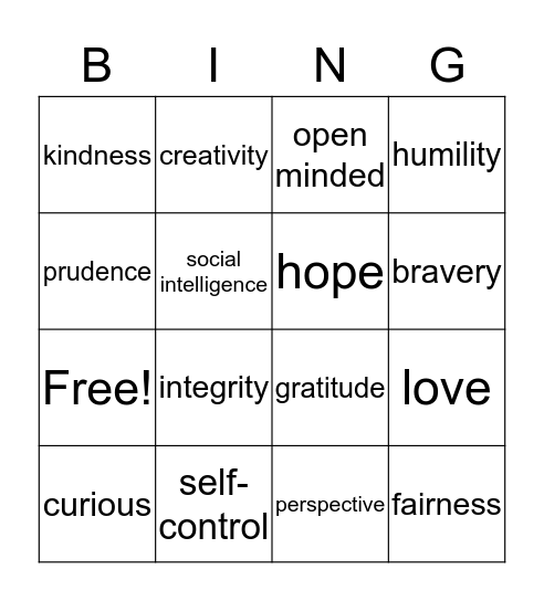 Positivity Project Bingo Card