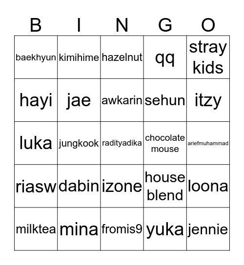 HAON Bingo Card