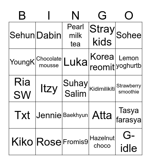 Jane Bingo Card