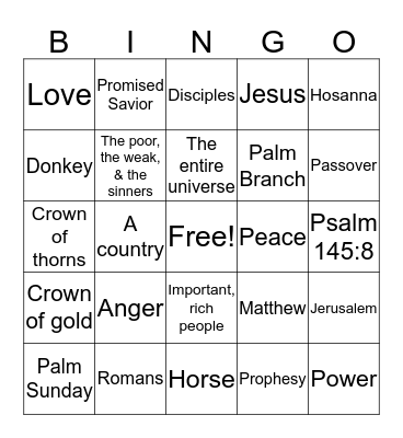 Jesus is King Bingo Card