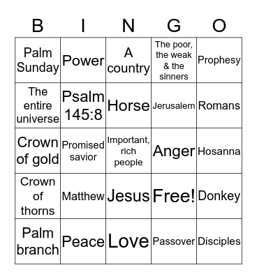 Jesus is King Bingo Card