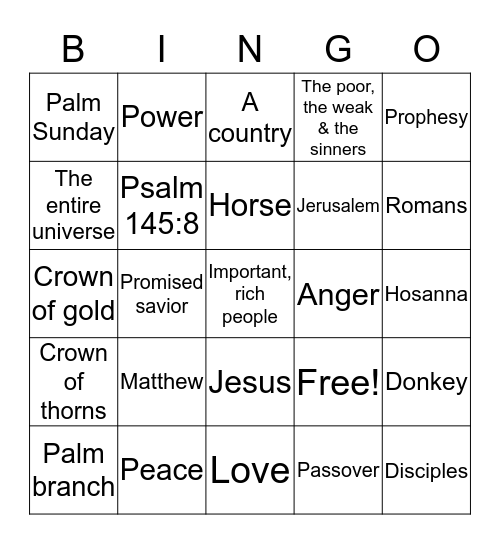 Jesus is King Bingo Card