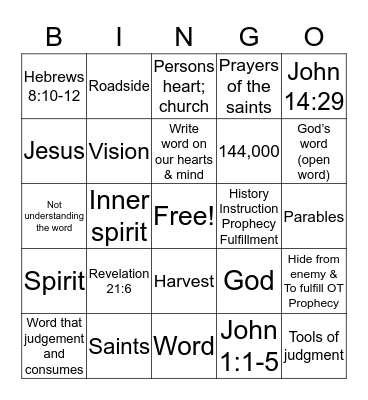 Parables  Bingo Card