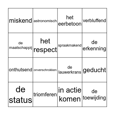 Bingo woordenschat Helden Bingo Card