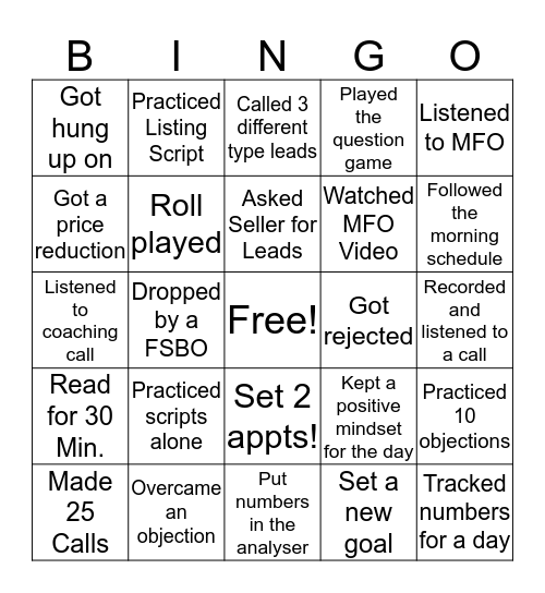Real Estate Bingo! Bingo Card