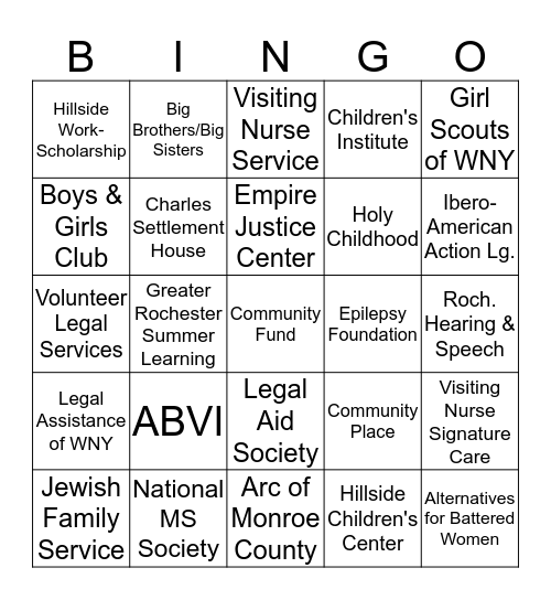 Community Fund Bingo! Bingo Card