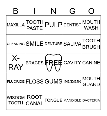 "TOOTH BE TOLD" BINGO Card