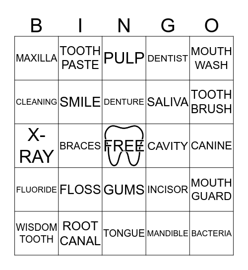 "TOOTH BE TOLD" BINGO Card