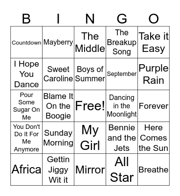 Music Bingo Card