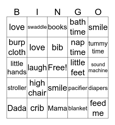 Baby Bingo Card