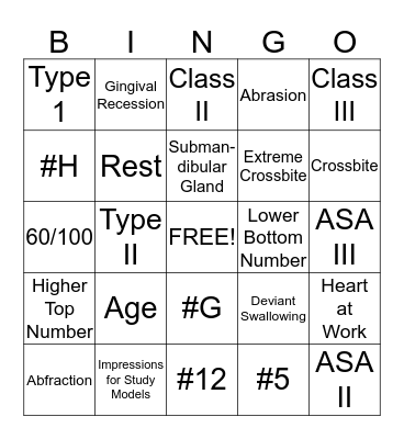 Patient Assessment Bingo Card