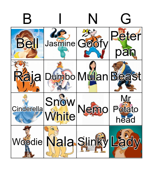 Disney bingo Card