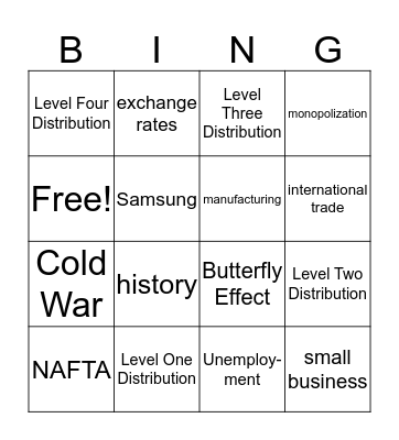 International Trade and Globalization  Bingo Card