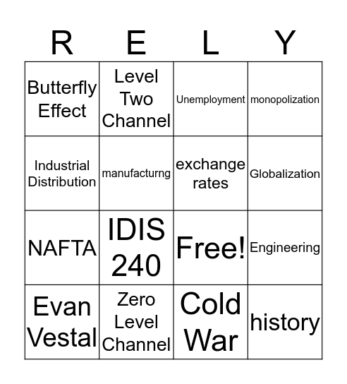 International Trade and Globalization  Bingo Card